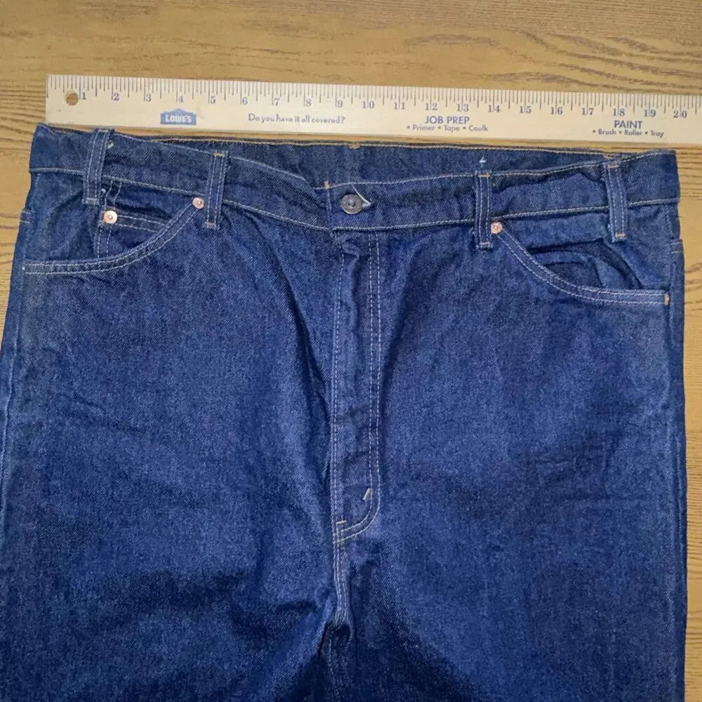 Vintage 1989 Levi's 517 Orange Tab Jeans Men's W42 Raw Hem Cut to L29 Dark Wash